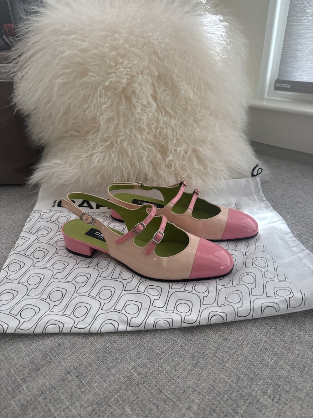 Carel Flat Barbie Pink Patent Leather Slingback Sandal